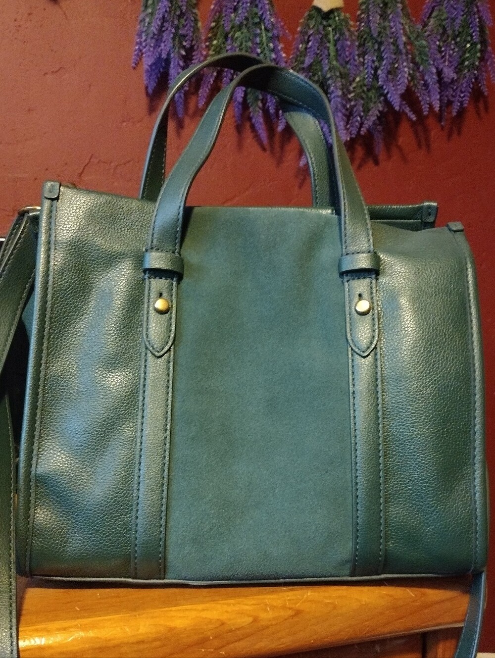 Fossil Emerald Green Pebbled Leather Small Satchel